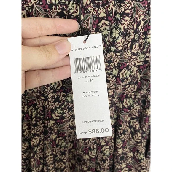 BCBGeneration Womens Black Sleeveless Knit Floral Casual Midi Dress Size M New - Picture 4 of 7